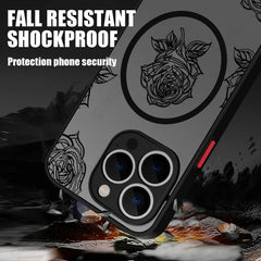 Flowers Pattern For iPhone 16 15 14 Pro Max 13 12 11 Pro Max Case For Magsafe Wireless Charging Matte Acrylic Hard Phone Cover