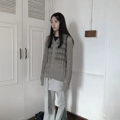 Deeptown Harajuku Zip Up Hooded Cardigan Women Japanese Y2k Style Hollow Crop