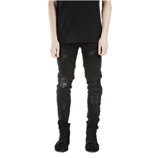 Winter Pants Ripped Stacked Vintage Clothes Luxury Brand Denim Jeans