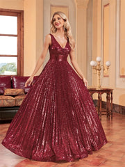 Homecoming Dresses: V Neck Long Sleeves Formal Evening Dress Women