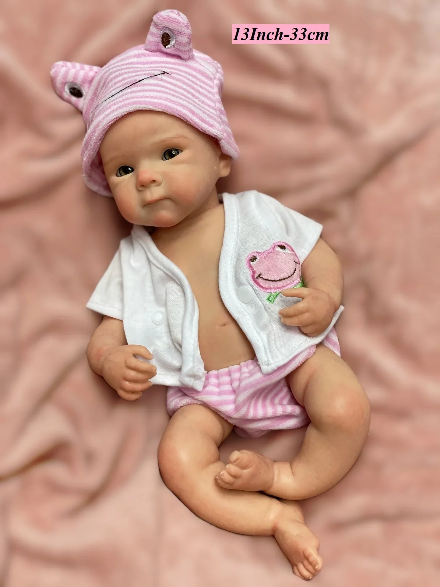 13Inch Open Mouth Full Silicone Bettie Bebe Reborn Girl With Painted Skin Newborn Baby Doll Lifelike Muñeca Reborn For Kids Gift