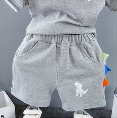 Infant Baby Boy Sets Summer Clothing Casual Sport Suit POLO Shirt + Shorts 2Pcs Set Boys Kids Grey Dinosaur Print Tracksuit
