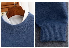 Fashion Men's 100% Wool Pullover Half-high Collar Sweater Autumn Winter Warm Top