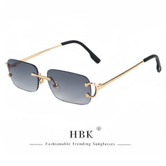 Sunglasses For Women Men Small Square Gold Frame Brand Design Tea Shades