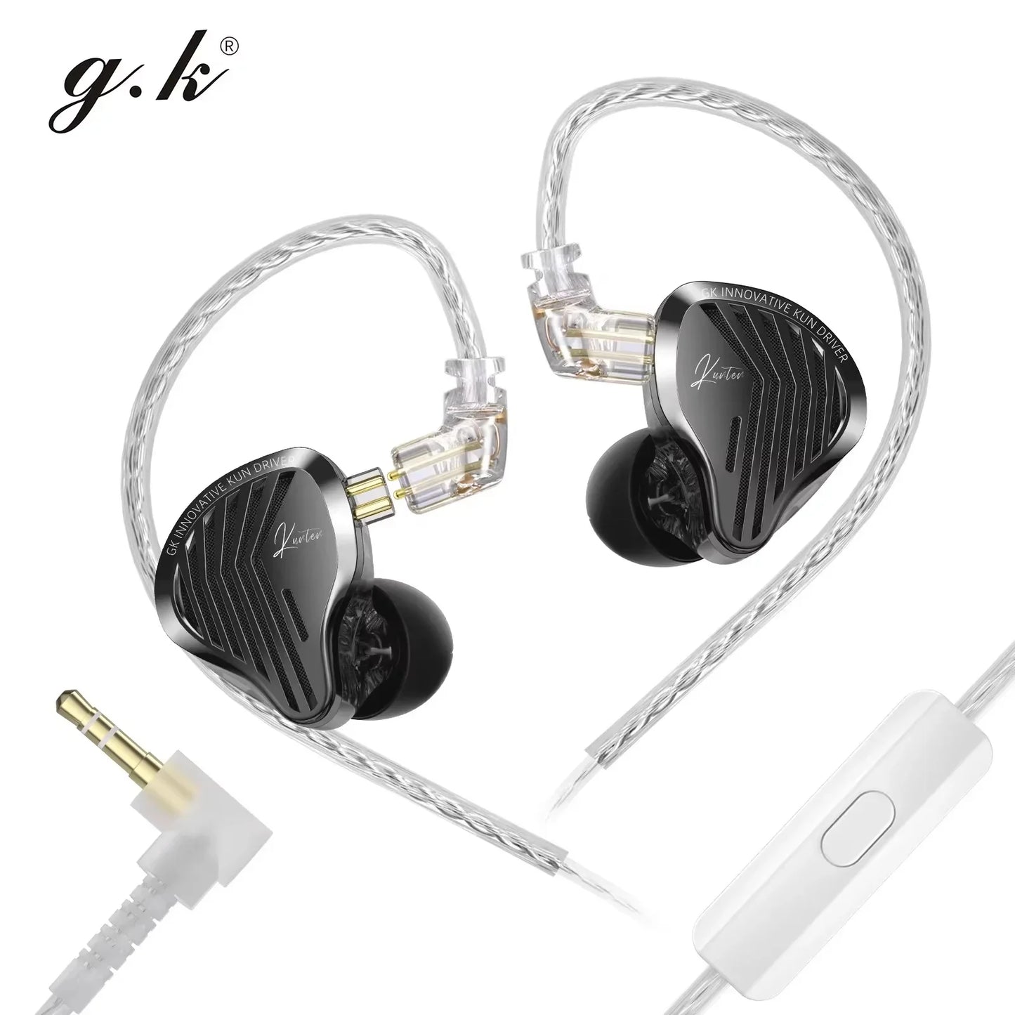 Kz Gk Kunten Dynamic Drive Headphones Hifi 2pin Heavy Bass Earbuds Metal Headphones Detachable Sports Gamer Headphones Custom