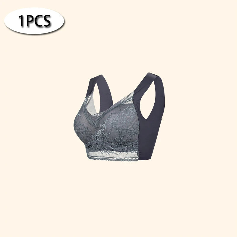Women Large Push Up Ice Silk Seamless upper Bralette Lace Wireless