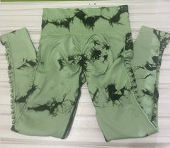 Women Tie Dye Hollow Out Leggings Sports Yoga Pants Fitness Sportswear