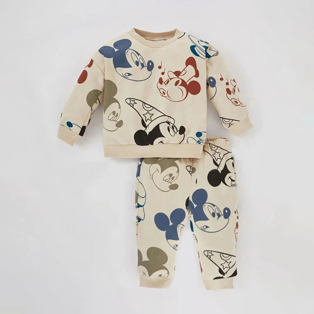 2pcs Kids Tracksuits Sets Mickey Mouse Fashion Baby Boy Clothes Sets Kids Hoodie Sweatshirt + Pants Toddler Girl Clothes