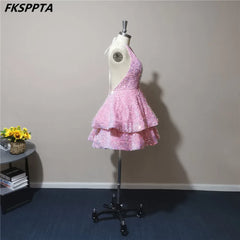 Homecoming Dresses: Prom Dresses Backless Tiered Skirt Stretchable Sequins