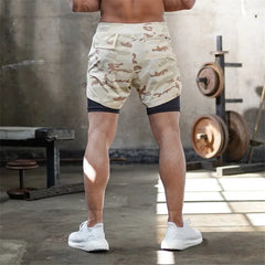 Running Shorts Men 2 In 1 Double-deck Quick Dry GYM Sport Shorts Fitness Jogging