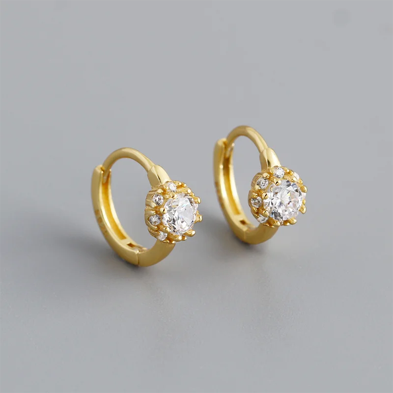WANTME 925 Sterling Silver Luxury Shiny Zircon Huggies Hoop Earrings for Women Fashion Elegant Charms Wedding Party Jewelry Gift