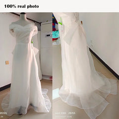 White Bridesmaid Dresses: Off The Shoulder Wedding Dress Big Bow Banquet Dresses