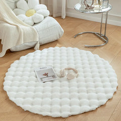 Faux Fur Round Carpets Luxury Bubble Shaped Plush Rugs for Bedroom Decor Non Slip