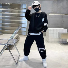 Autumn Children Boy Clothes Set Stripe Sweatshirts and Pants 2PCS Suit Teenage Girls Pullover Top Bottom Outfits Tracksuits