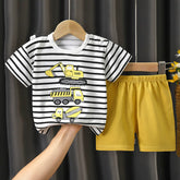Summer Boys' Short Sleeved Suit Cartoon Excavator Cotton Short Sleeved Top +Shorts 2pcs Set Children Boy Kids Pyjamas Suit 0-4T