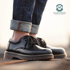 Maden Leather Platform Shoes for Men Black Outsdoor Italian Formal Boots