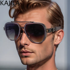 Sunglasses Men Brand Oval Metal Frame Steampunk Sunglasses