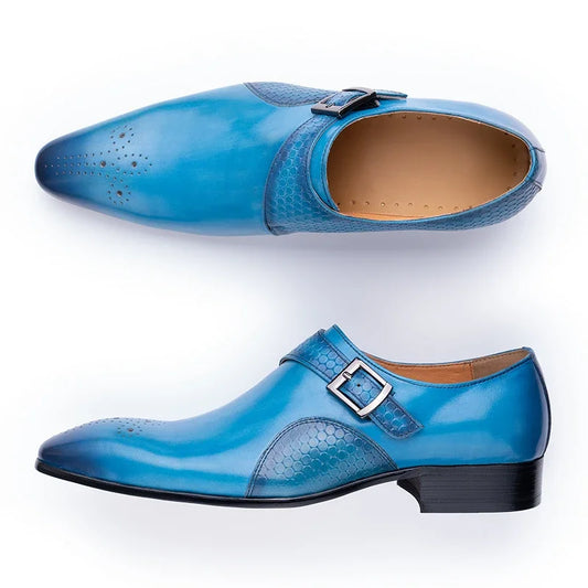 Fashion Blue Black Men Loafer Shoes Elegant Dress Formal Suit