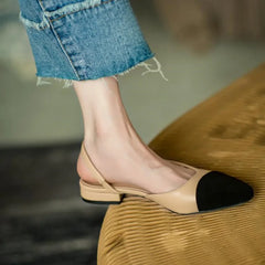 Leather Women 39 Shoes Sandals Flat Bottom Color Hollow Thick Heel Chaussure