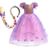 Children Halloween Costume Little Girls Rapunzel Costume Sequins Purple Dress