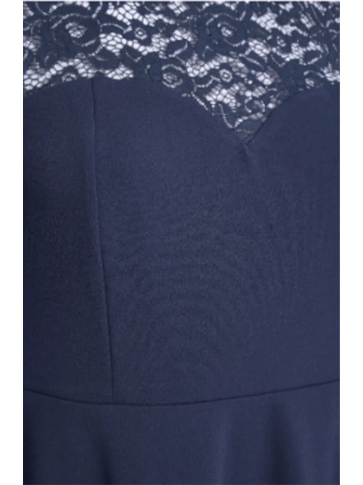 Plus Size Dresses for Women Navy Blue Lace Sweet Midi Dress Formal Dress