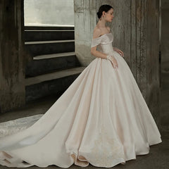 White Bridesmaid Dresses: Off The Shoulder Short Sleeve Strapless Neck Lace Up Back