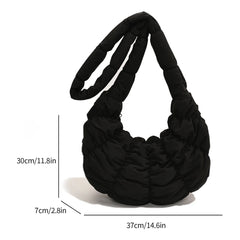 Bag Large Capacity Crescent Bag for Women's Solid Color Puffer Trendy Shoulder Bag