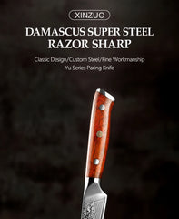 3.5'' Inch Paring Kitchen Knife Handmade Damascus Steel Rosewood Handle
