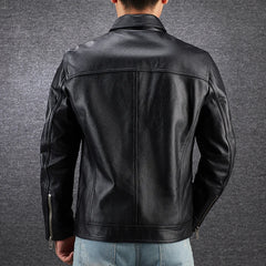 leather jacket casual denim leather coat leather coat PU washed leather, leather soft
