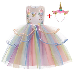 Baby Girl Unicorn Dress Cosplay Costume Birthday Party