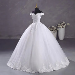 White Bridesmaid Dresses: Pure White Wedding Dresses Elegant Boat Neck Ball Gown