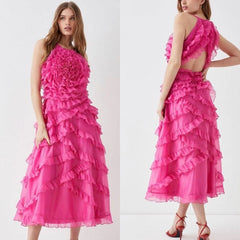 Homecoming Dresses: Spaghetti A-line Evening es Layered Draped Flower formal gowns