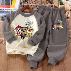 PAW Patro Print Kids Sport Clothes Sets Spring Fall Boys Spliced Sweatshirt 2-piece Suit Kids O Neck Hoodies Trousers 2pcs Set