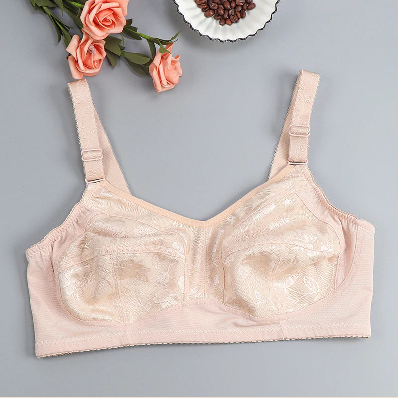 Black Big Women Bras Plus Size Lace Bra For Women Unlined Full Coverage Thin