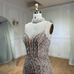 Homecoming Dresses: Mermaid Spaghetti With Slit Straps Beaded Evening Dresses