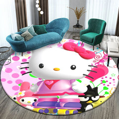 Sanrio Hello Kitty Cute Cartoon HD Printed Round Carpet,Balcony Bedroom Living Entrance