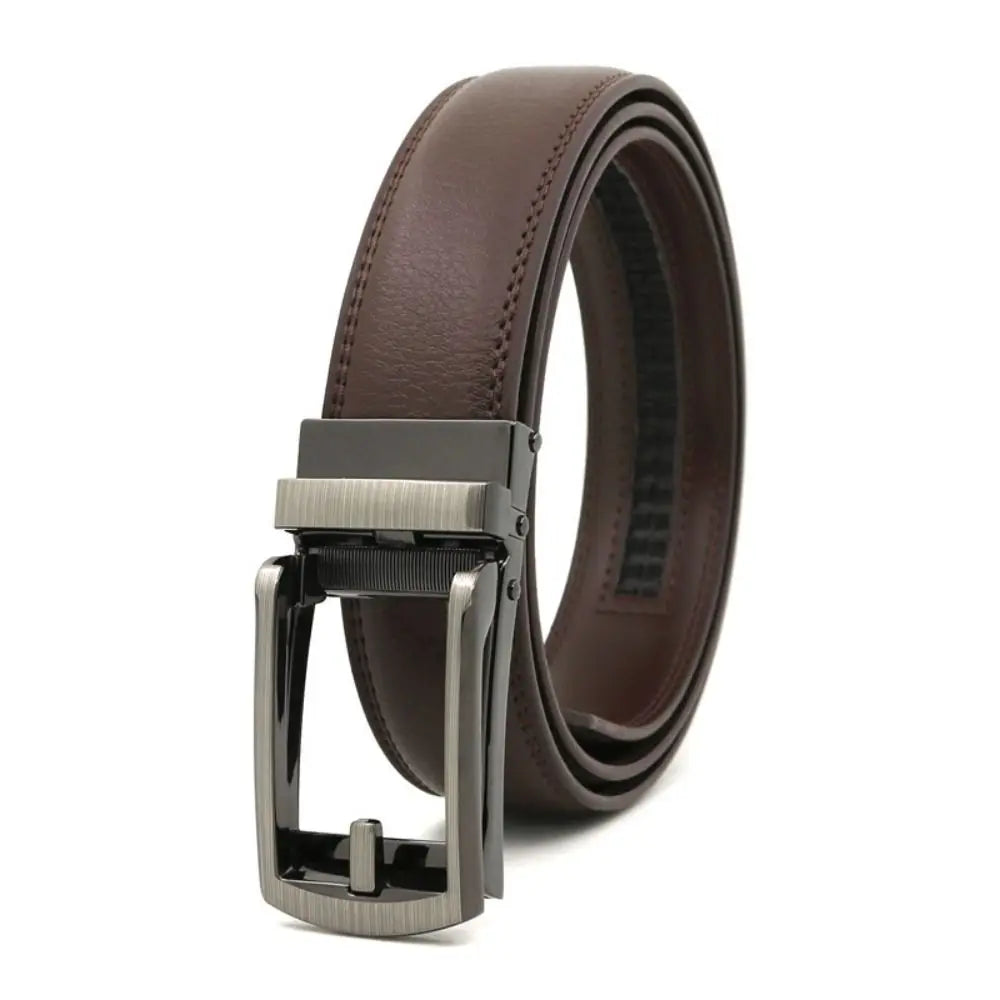 Men's Click Belt Automatic Buckle 110cm 120cm 130cm Comfort Leather Ratchet Dress with Slide Buckle Adjustable Trim
