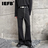 Trendy Male Suit Summer Pocket Minimalism Casual Solid Color Men Flare Trouser