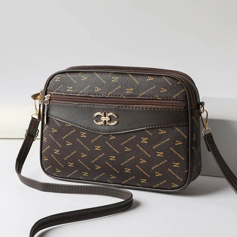 Middle-aged Handbag Four Layer Mobile Phone Purse Old Flower Bag