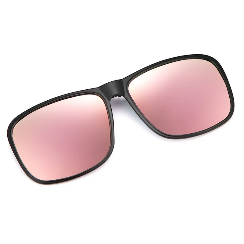 KLASSNUM Clip Polarized Sunglasses Square Men Clip On Glasses Flip-up Frames Sunglasses Covers Blue Night Vision Color Lens 2025