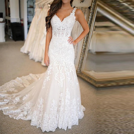 White Bridesmaid Dresses: Wedding Dresses Elegant Bride Dress Lace Appliques