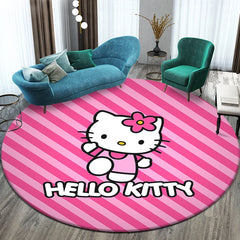 Sanrio Hello Kitty Cute Cartoon HD Printed Round Carpet,Balcony Bedroom Living Entrance
