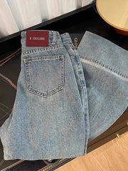 Plus Size 3XL 4XL Denim Pants For Women High Waist Fashion Loose Wide Leg