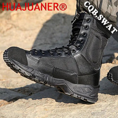 Men Combat Tactical Boots Outdoor Hiking Desert Leather Ankle Boots Military