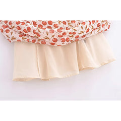 Vintage Cherry Print Sling Dress Women Spaghetti Strap