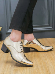 Elegant Blue High Heels Men Wedding Shoes Business Mens Luxury Dress Shoes