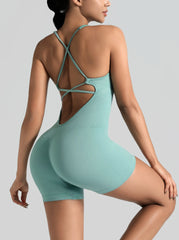 Yoga Cross Backless Fitness Jumpsuit Woman One Piece Running Workout Sleeveless