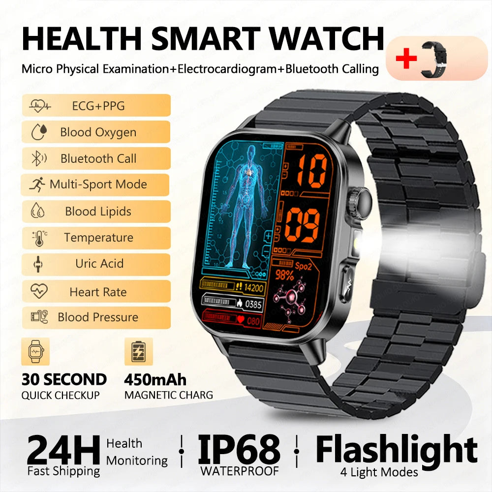 Body Composition analysis Monitoring Smart Watch Men ECG Heart Rate Blood pressure Uric Acid Health Tracker Smartwatches 2026New