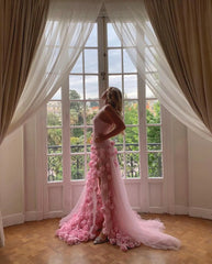 Homecoming Dresses: Baby Pink 3D Flowers Mermaid Evening Dress Elegant