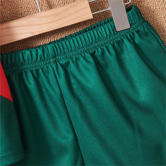 2025 Youth and Children Red and Green Splicing Color No. 7 Legend Quick-drying Sports Football Suit Set